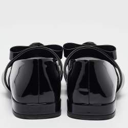 Versace Black Patent Leather Marry Jane Ballet Flats Size 40