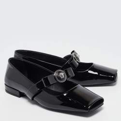 Versace Black Patent Leather Marry Jane Ballet Flats Size 40