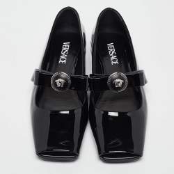 Versace Black Patent Leather Marry Jane Ballet Flats Size 40