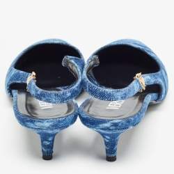 Pre Owned Versace Blue Denim Medusa '95 Barocco Slingback Pumps Size 41