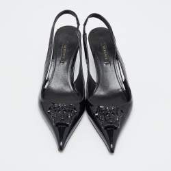 Versace Black Patent  La Medusa Slingback Pumps Size 36.5