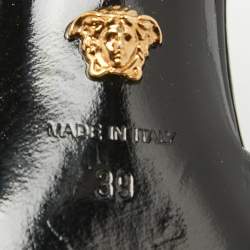 Pre Owned Versace Black Leather Triple Ankle Strap Pumps Size 39