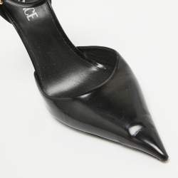 Pre Owned Versace Black Leather Triple Ankle Strap Pumps Size 39