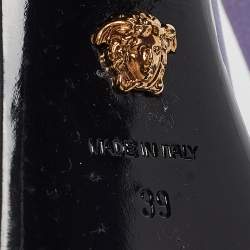 Pre Owned Versace Purple Satin Aevitas Platform Ankle Wrap Pumps Size 39