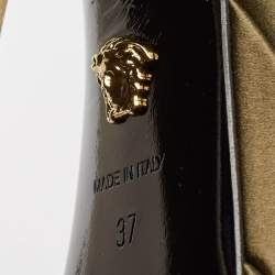 مملوكة مسبقًا Versace Khaki Green Satin Crystal Embellished Aevitas Pumps Size 37