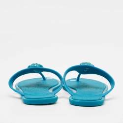 Pre Owned Versace Blue Rubber Thong Sandals Size 40