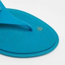 Pre Owned Versace Blue Rubber Thong Sandals Size 40