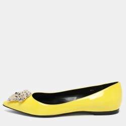 Versace Yellow Patent Leather Medusa Ballet Flats Size 37.5