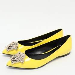 Versace Yellow Patent Leather Medusa Ballet Flats Size 37.5