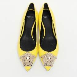 Versace Yellow Patent Leather Medusa Ballet Flats Size 37.5