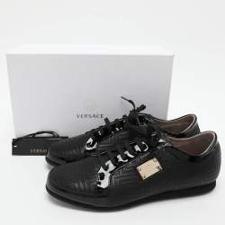 Versace Black Patent and Leather Low Top Sneakers Size 40