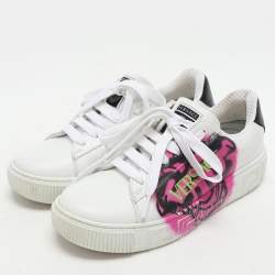 Versace White Leather La Greca Low Top Sneakers Size 35