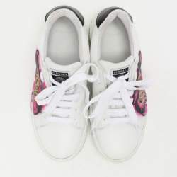 Versace White Leather La Greca Low Top Sneakers Size 35