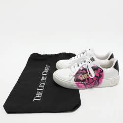 Versace White Leather La Greca Low Top Sneakers Size 35