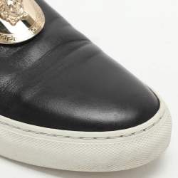 Versace Black Leather Medusa Slip On Sneakers Size 37