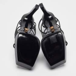 Versace Black Leather Ankle Strap Sandals Size 41