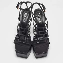 Versace Black Leather Ankle Strap Sandals Size 41