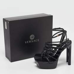 Versace Black Leather Ankle Strap Sandals Size 41