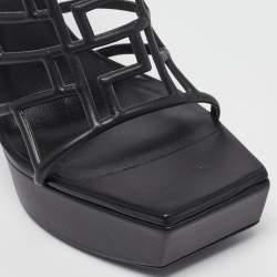 Versace Black Leather Ankle Strap Sandals Size 41