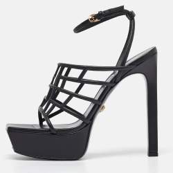 Versace Black Leather Ankle Strap Sandals Size 41