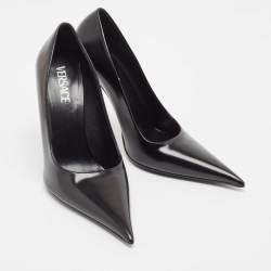 Versace Black Leather Pin-Point Pumps Size 41