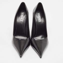 Versace Black Leather Pin-Point Pumps Size 41