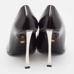 Versace Black Leather Pin-Point Pumps Size 41