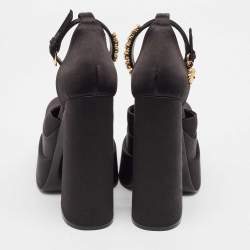 Versace Black Satin Medusa Aevitas Double Platform Pumps Size 35