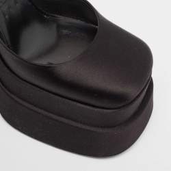 Versace Black Satin Medusa Aevitas Double Platform Pumps Size 35