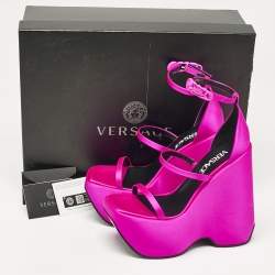 Versace Pink Satin Triplatform Sandals Size 36