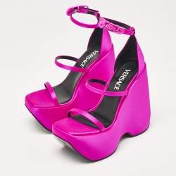 Versace Pink Satin Triplatform Sandals Size 36