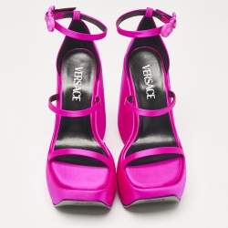 Versace Pink Satin Triplatform Sandals Size 36