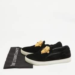 Versace Black Velvet Medusa Slip On Sneakers Size 41