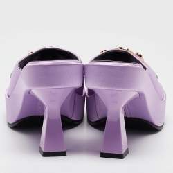 Versace Purple Satin Medusa Mules Size 38