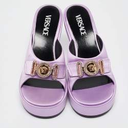 Versace Purple Satin Medusa Mules Size 38