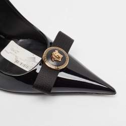 Versace Black Patent Leather Gianni Ribbon Pumps Size 38