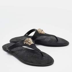 Versace Black Rubber Medusa Flat Slides Size 37