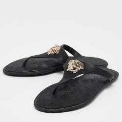 Versace Black Rubber Medusa Flat Slides Size 37