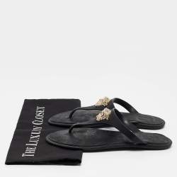 Versace Black Rubber Medusa Flat Slides Size 37