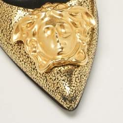 Versace Gold Textured Suede Medusa Pumps Size 40