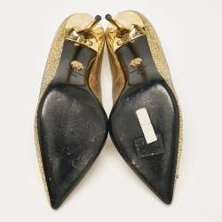 Versace Gold Textured Suede Medusa Pumps Size 40