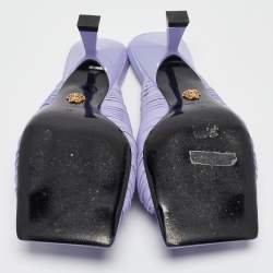 Versace Purple Leather Plisse' Slide Sandals Size 38