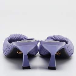 Versace Purple Leather Plisse' Slide Sandals Size 38