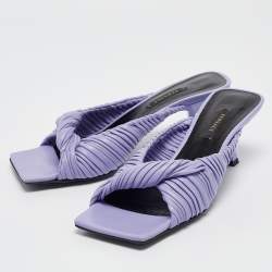 Versace Purple Leather Plisse' Slide Sandals Size 38