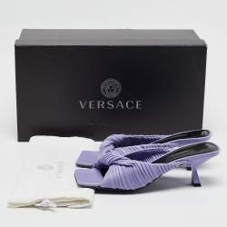 Versace Purple Leather Plisse' Slide Sandals Size 38