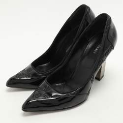 Pre Owned Versace Black Patent Leather Pumps Size 37.5