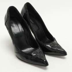 Pre Owned Versace Black Patent Leather Pumps Size 37.5