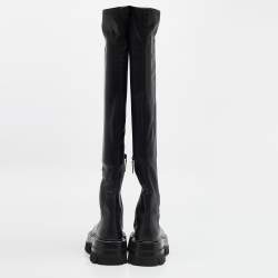 Versace Black Leather Over The Knee Boots Size 37