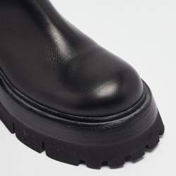 Versace Black Leather Over The Knee Boots Size 37