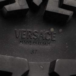 Versace Black Leather Over The Knee Boots Size 37